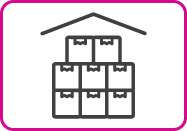 Skizzierter Paketstapel mit Dach als Symbol eines Hauses